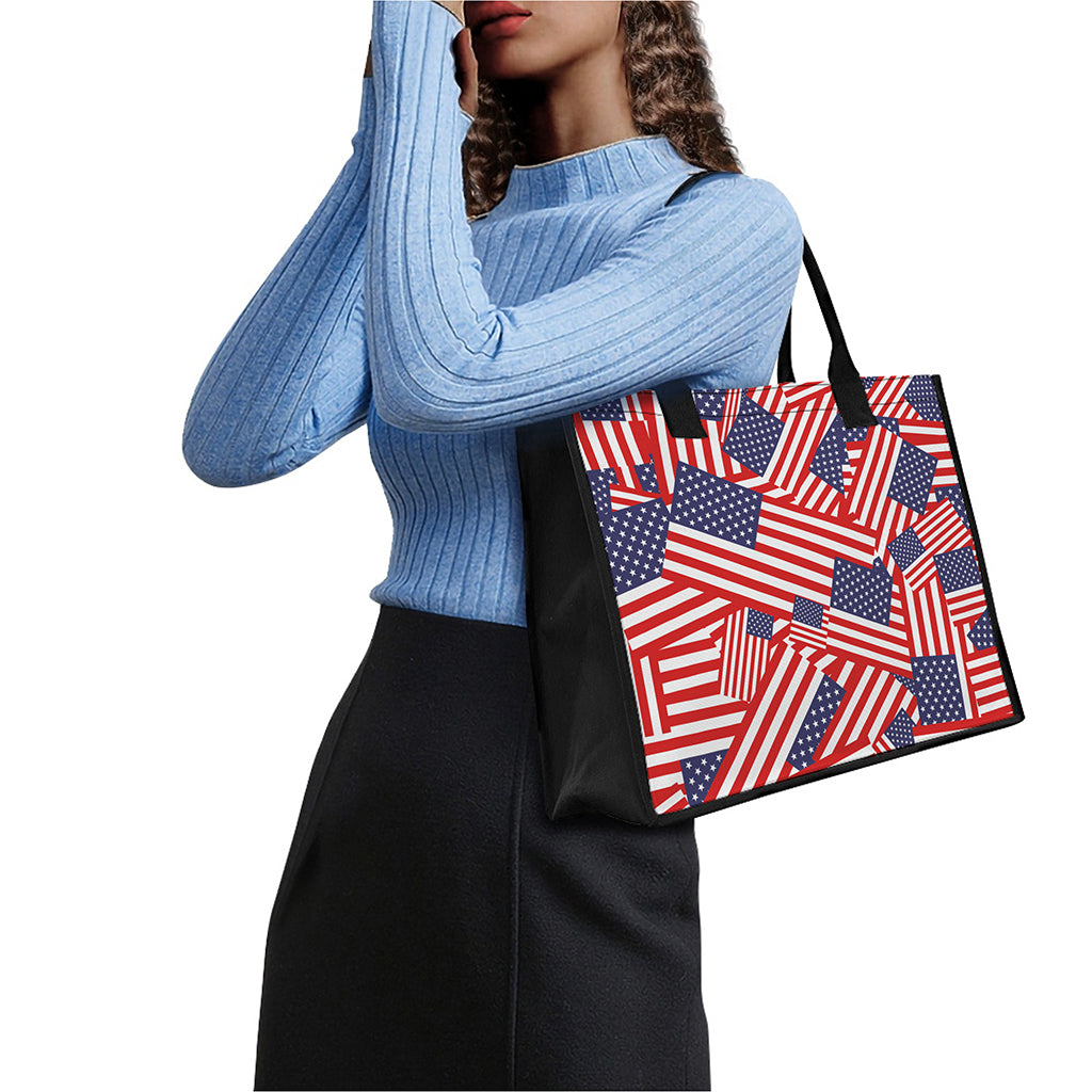 Independence Day USA Flag Pattern Print Canvas Tote Bag