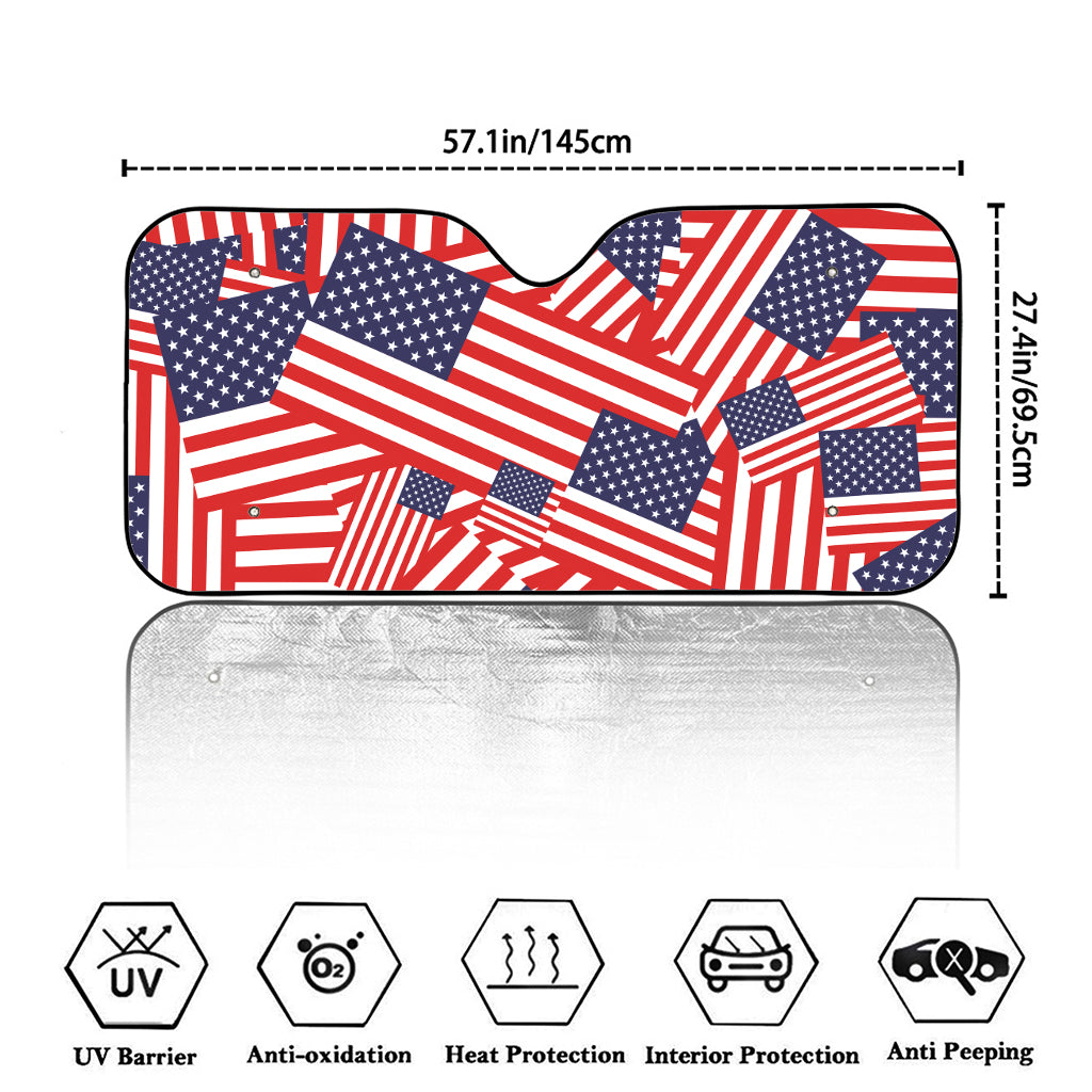 Independence Day USA Flag Pattern Print Car Windshield Sun Shade