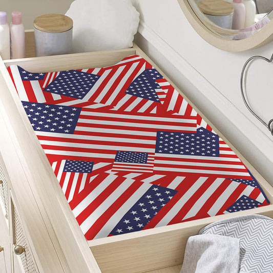 Independence Day USA Flag Pattern Print Changing Pad Cover