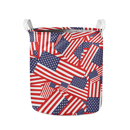 Independence Day USA Flag Pattern Print Collapsible Laundry Basket