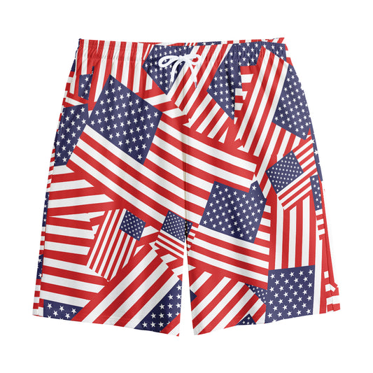 Independence Day USA Flag Pattern Print Cotton Shorts