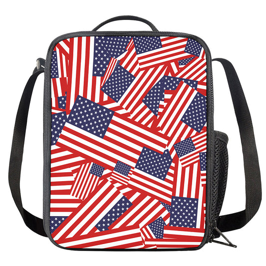 Independence Day USA Flag Pattern Print Crossbody Lunch Bag