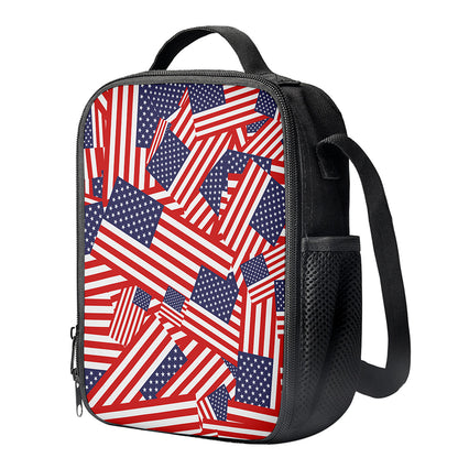Independence Day USA Flag Pattern Print Crossbody Lunch Bag