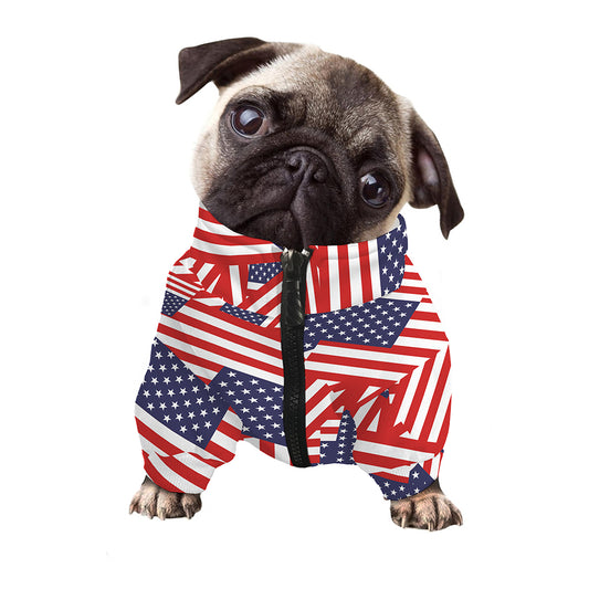 Independence Day USA Flag Pattern Print Dog Zip Up Jacket