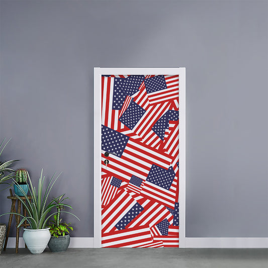 Independence Day USA Flag Pattern Print Door Sticker