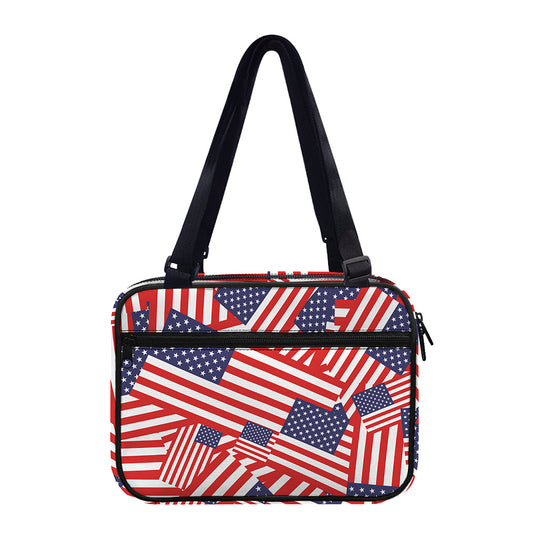 Independence Day USA Flag Pattern Print Double Strap Bible Bag