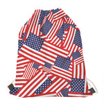 Independence Day USA Flag Pattern Print Drawstring Bag