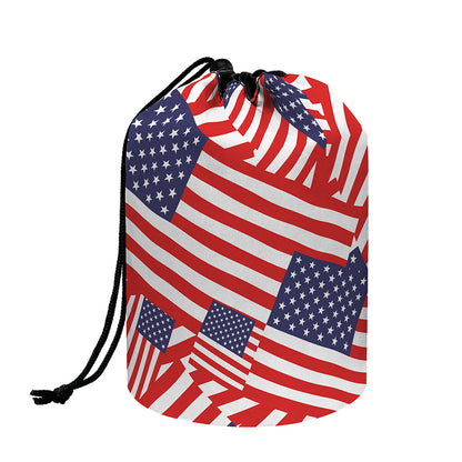 Independence Day USA Flag Pattern Print Drawstring Makeup Bag