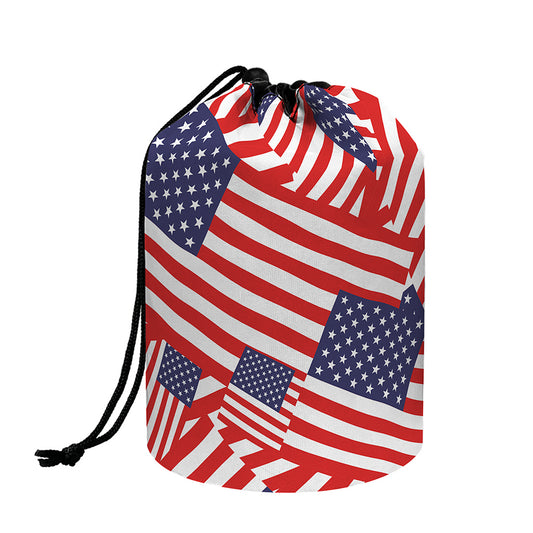 Independence Day USA Flag Pattern Print Drawstring Makeup Bag
