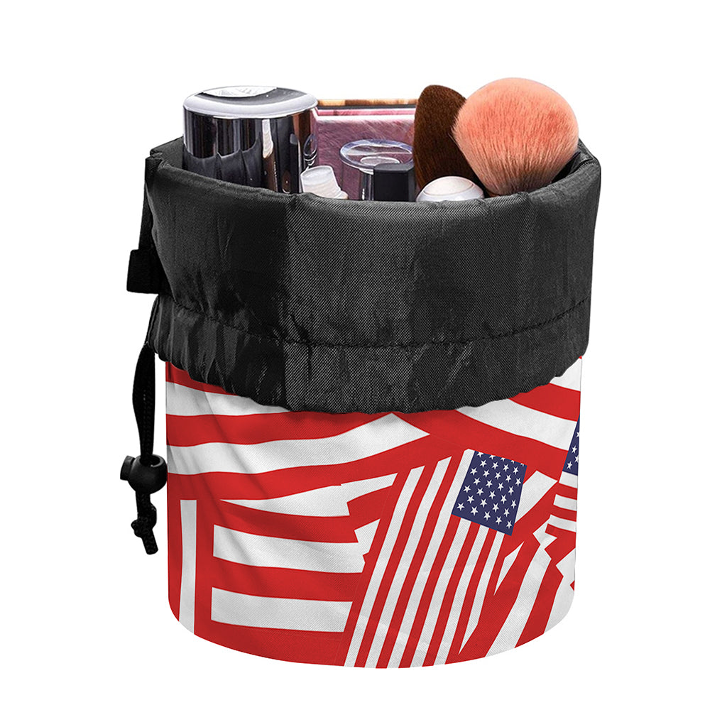 Independence Day USA Flag Pattern Print Drawstring Makeup Bag