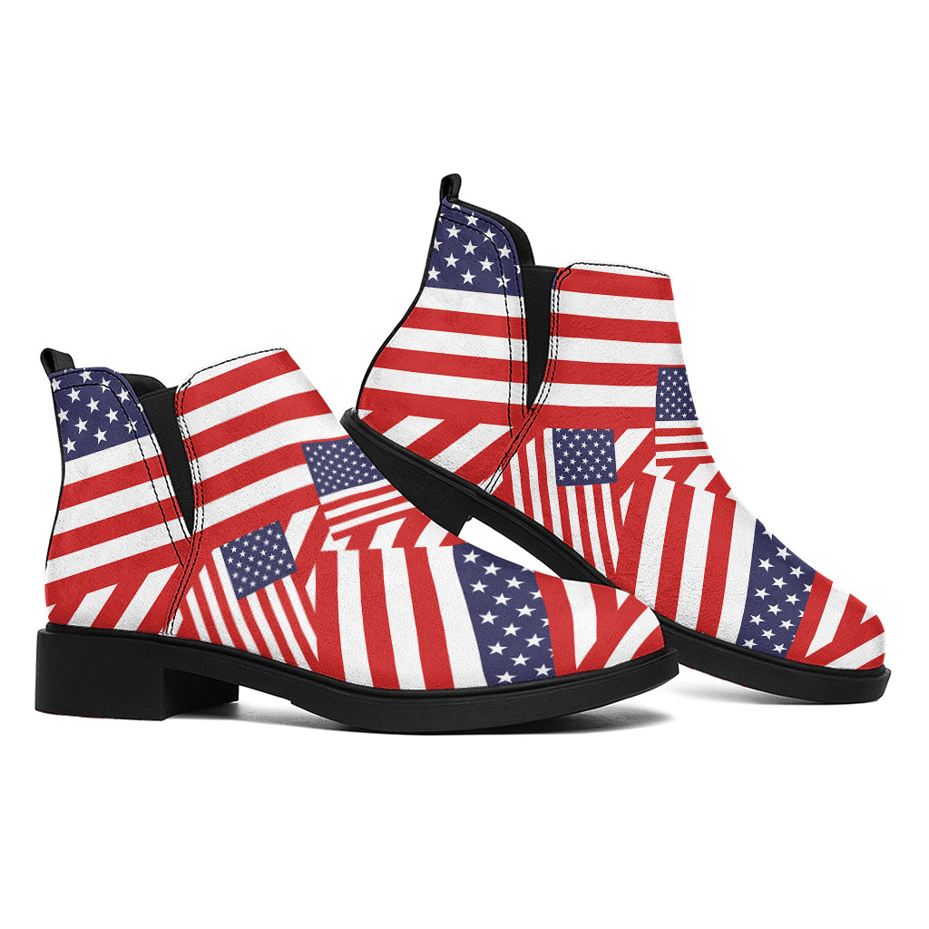 Independence Day USA Flag Pattern Print Flat Ankle Boots