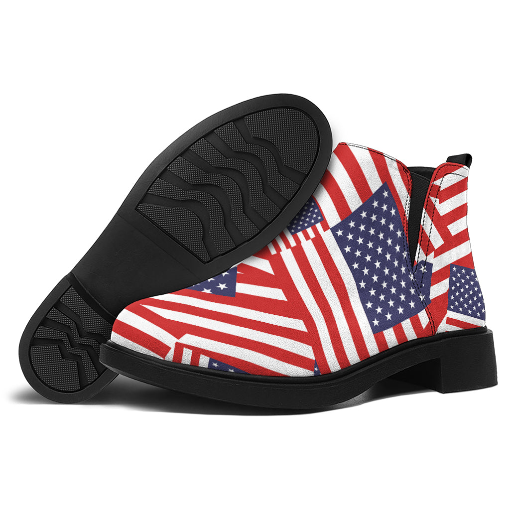 Independence Day USA Flag Pattern Print Flat Ankle Boots