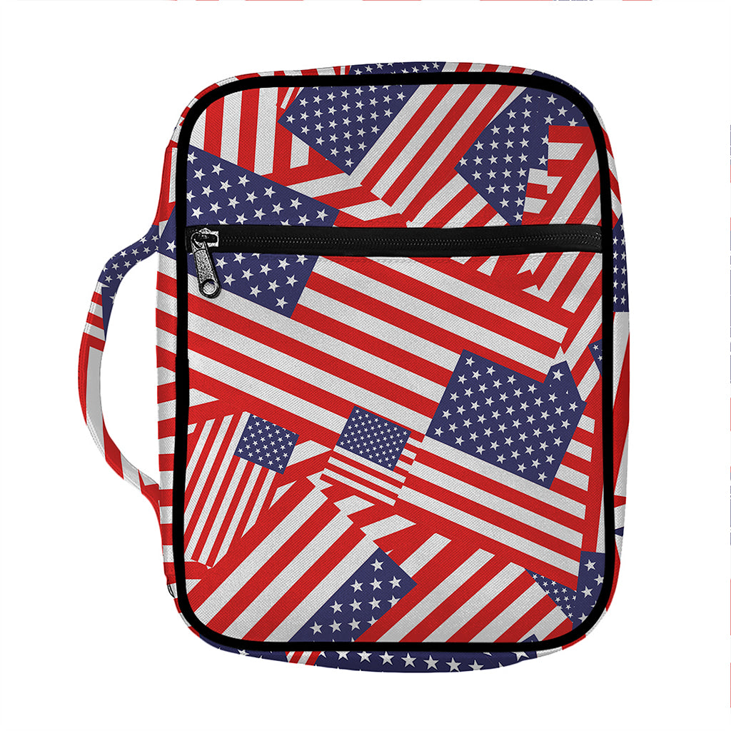Independence Day USA Flag Pattern Print Front Pocket Bible Bag