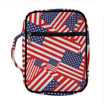 Independence Day USA Flag Pattern Print Front Pocket Bible Bag