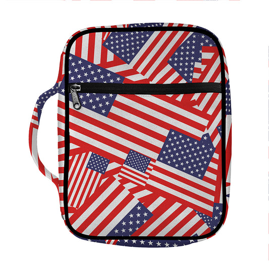 Independence Day USA Flag Pattern Print Front Pocket Bible Bag