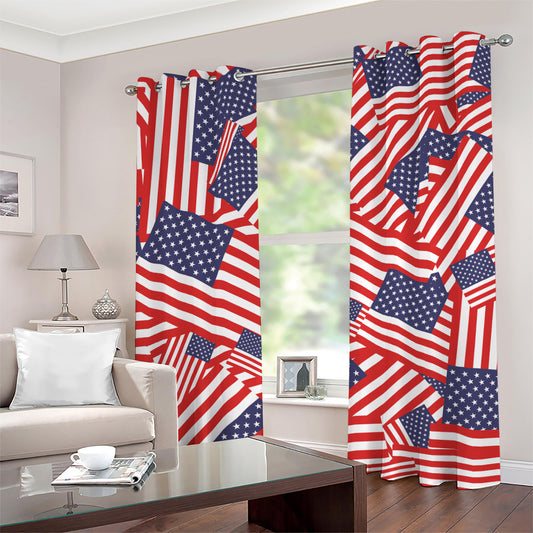Independence Day USA Flag Pattern Print Grommet Curtains