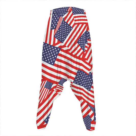 Independence Day USA Flag Pattern Print Hammer Pants