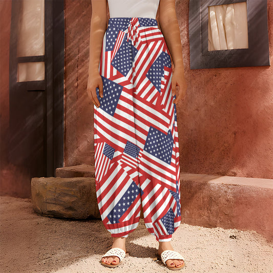 Independence Day USA Flag Pattern Print Harem Pants