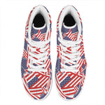 Independence Day USA Flag Pattern Print High Top Leather Sneakers