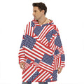 Independence Day USA Flag Pattern Print Hoodie Blanket