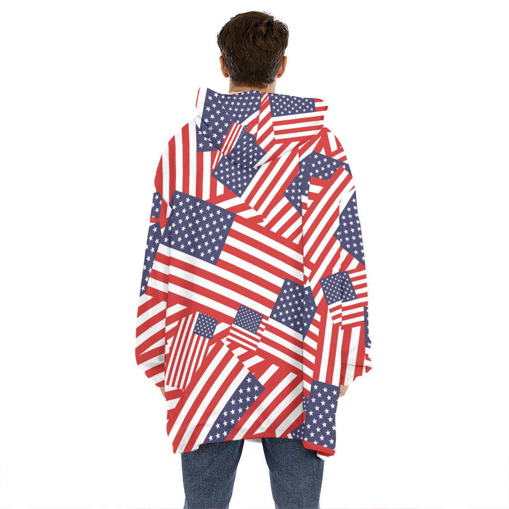 Independence Day USA Flag Pattern Print Hoodie Blanket