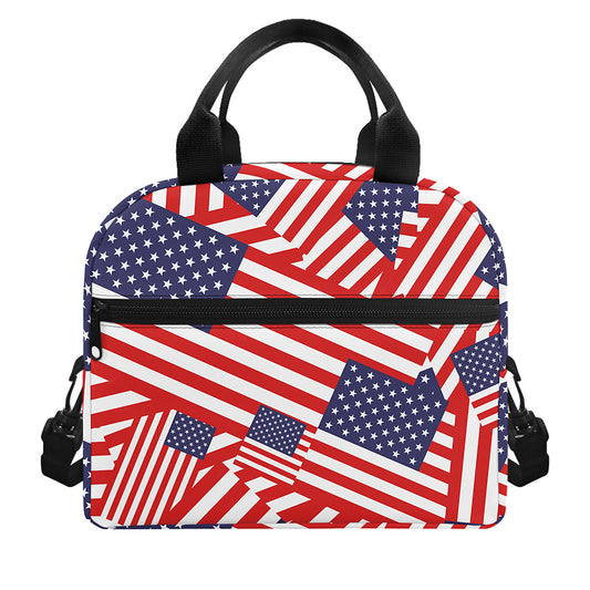 Independence Day USA Flag Pattern Print Insulated Lunch Bag