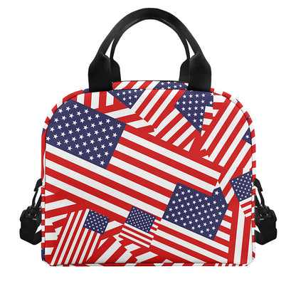 Independence Day USA Flag Pattern Print Insulated Lunch Bag
