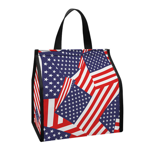 Independence Day USA Flag Pattern Print Insulated Lunch Tote