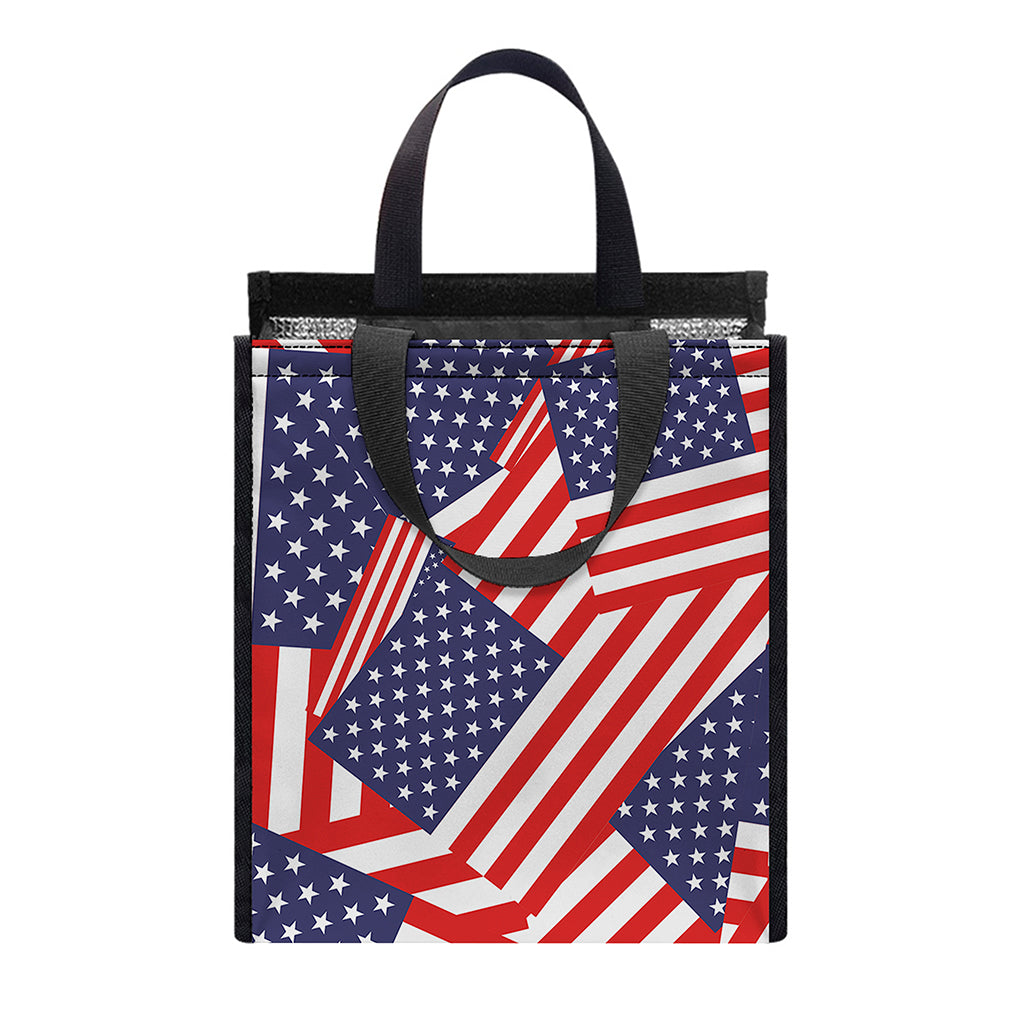 Independence Day USA Flag Pattern Print Insulated Lunch Tote