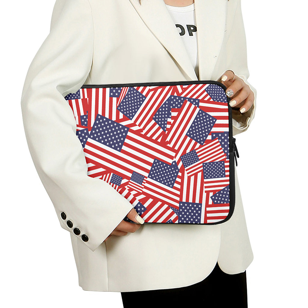 Independence Day USA Flag Pattern Print Laptop Sleeve