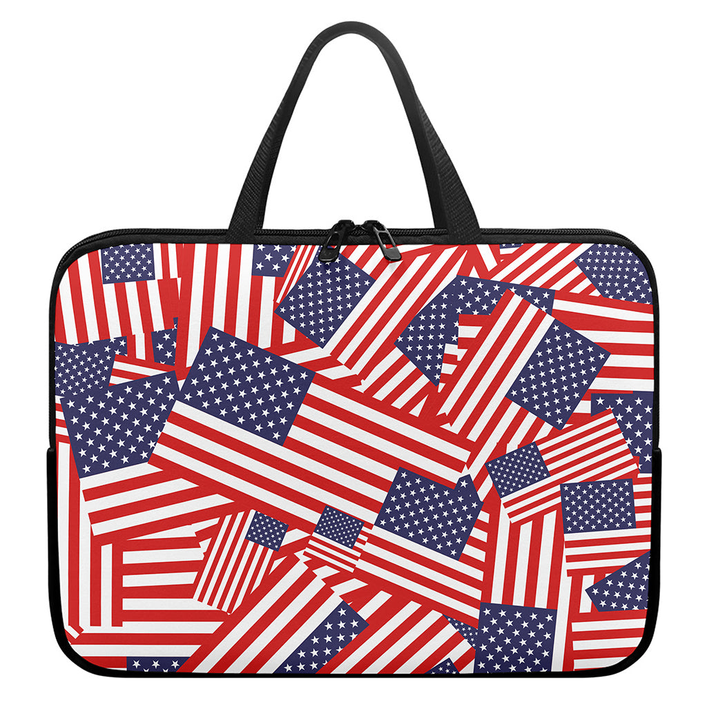 Independence Day USA Flag Pattern Print Laptop Sleeve With Handle