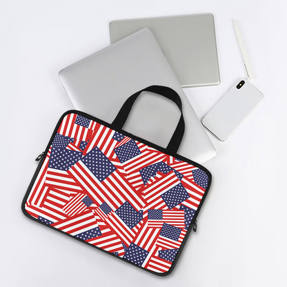 Independence Day USA Flag Pattern Print Laptop Sleeve With Handle