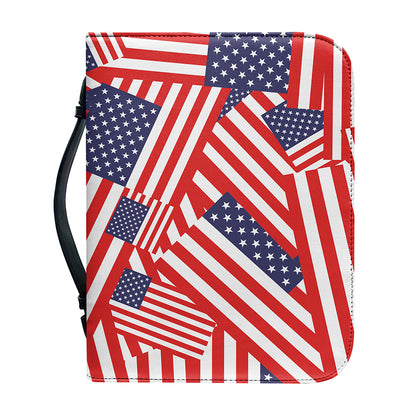 Independence Day USA Flag Pattern Print Leather Bible Cover