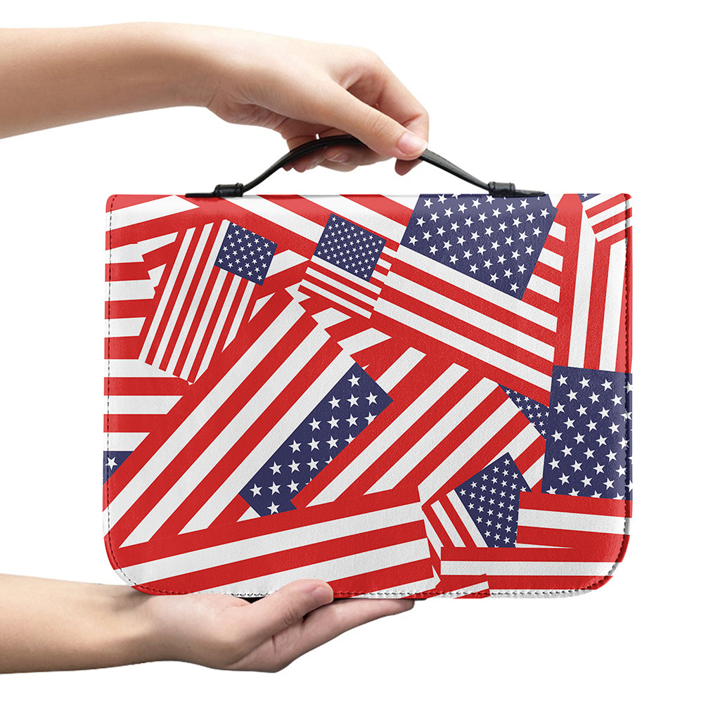 Independence Day USA Flag Pattern Print Leather Bible Cover