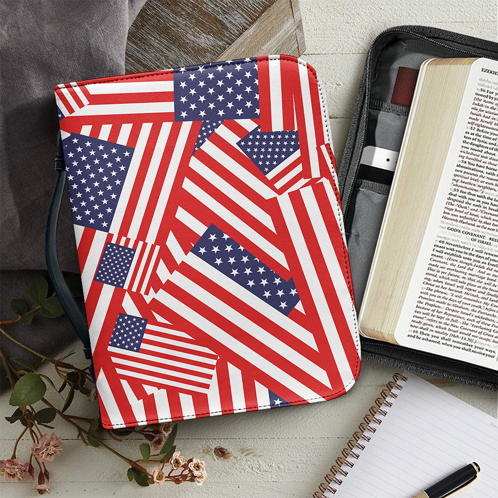 Independence Day USA Flag Pattern Print Leather Bible Cover