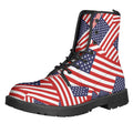 Independence Day USA Flag Pattern Print Lace-Up Boots