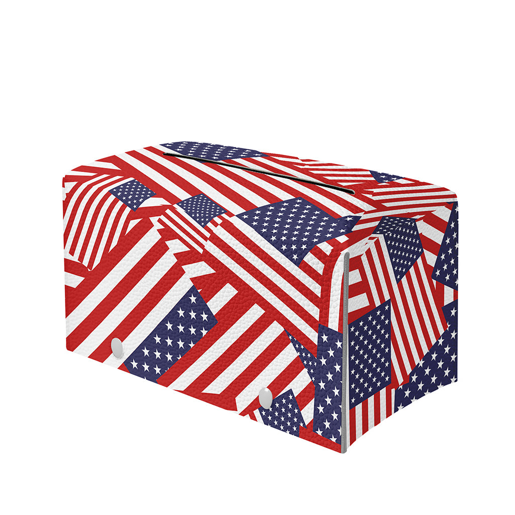 Independence Day USA Flag Pattern Print Leather Tissue Box Cover