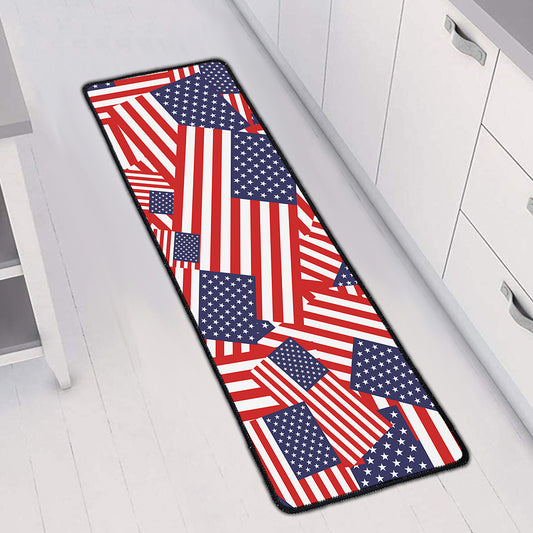 Independence Day USA Flag Pattern Print Long Kitchen Mat
