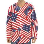 Independence Day USA Flag Pattern Print Long Sleeve Baseball Jersey