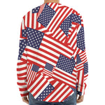 Independence Day USA Flag Pattern Print Long Sleeve Baseball Jersey