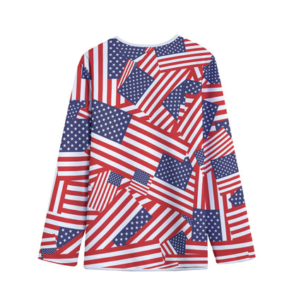 Independence Day USA Flag Pattern Print Long Sleeve Short Coat