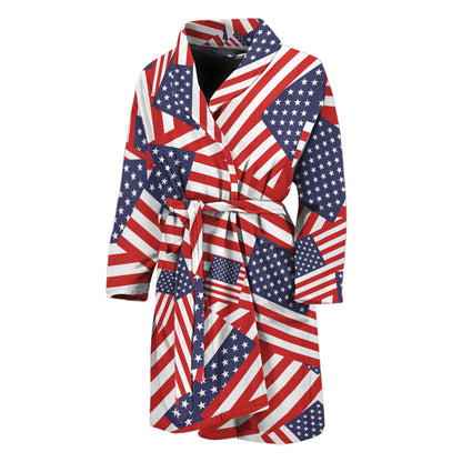 Independence Day USA Flag Pattern Print Men's Bathrobe