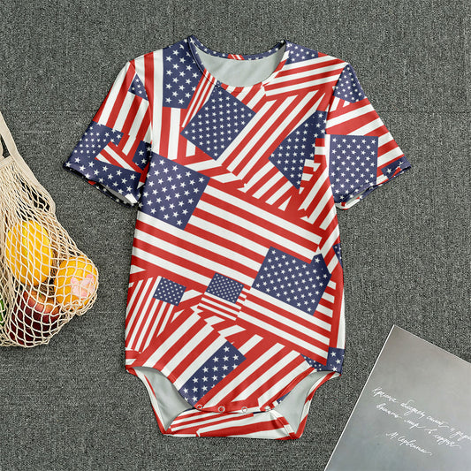 Independence Day USA Flag Pattern Print Men's Bodysuit