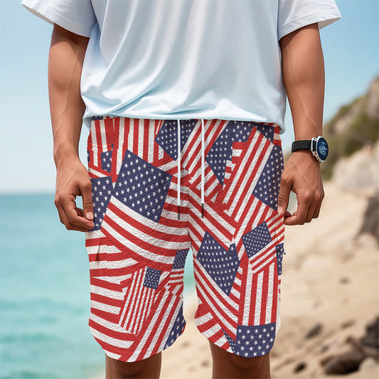 Independence Day USA Flag Pattern Print Men's Cargo Shorts