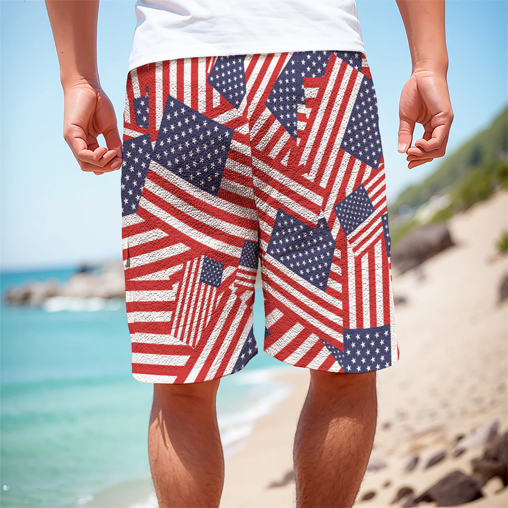 Independence Day USA Flag Pattern Print Men's Cargo Shorts