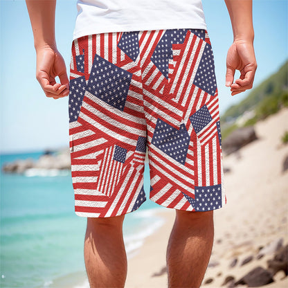 Independence Day USA Flag Pattern Print Men's Cargo Shorts