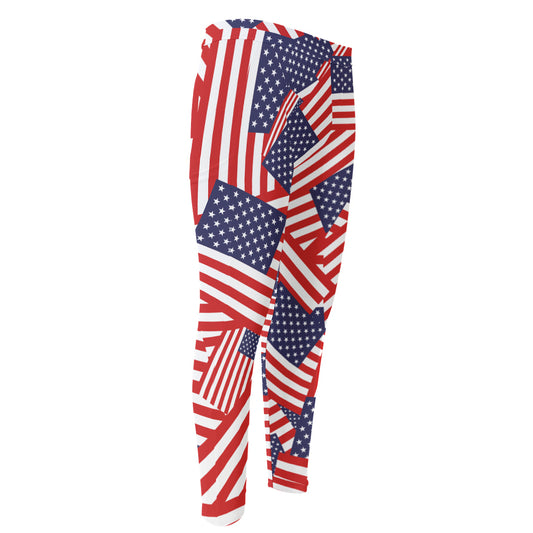 Independence Day USA Flag Pattern Print Men's Compression Pants
