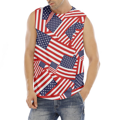 Independence Day USA Flag Pattern Print Men's Fitness Tank Top