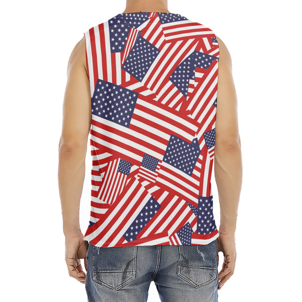 Independence Day USA Flag Pattern Print Men's Fitness Tank Top