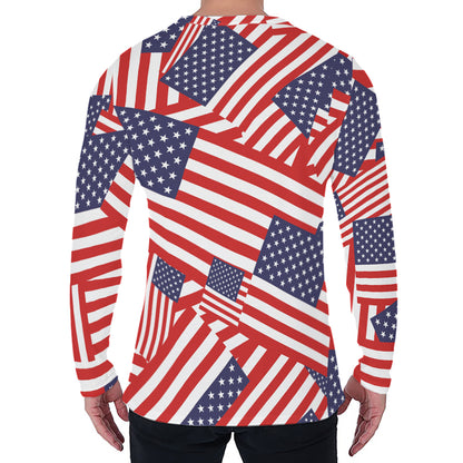 Independence Day USA Flag Pattern Print Men's Long Sleeve T-Shirt